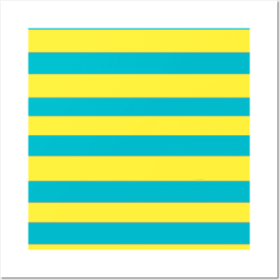 Blue yellow striped Posters and Art